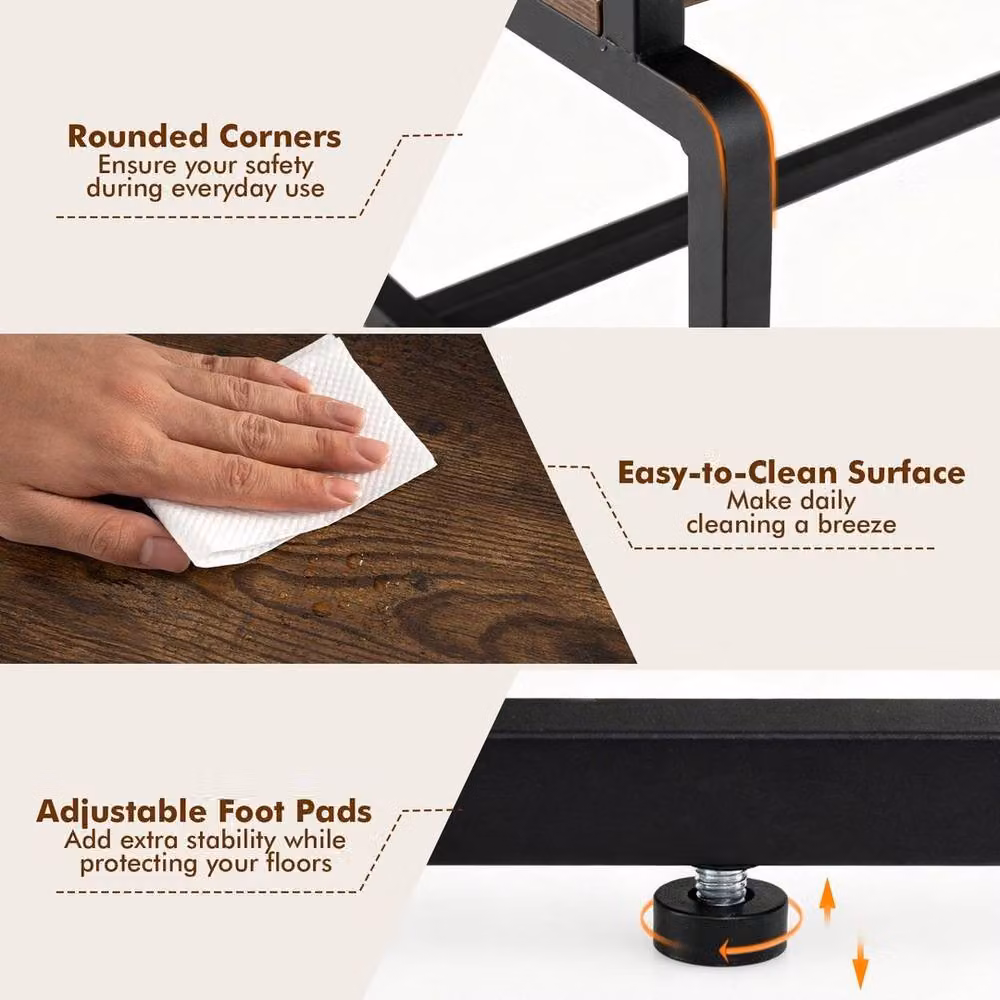 KORVIXA Modern Rectangular Centre Table in Brown with Metal and Wood Finish – 4