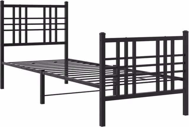 Berkfield Home Metal Bed Frame with Footboard, Black, W/D/H: 80 x 200 cm – 1