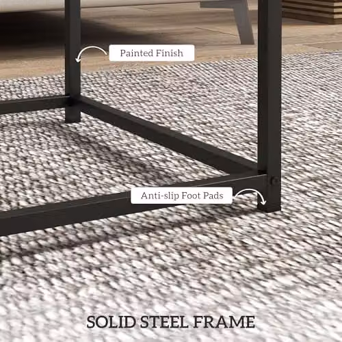 HOMCOM Nest of 2 Coffee Tables in Oak with 3.5 cm Thick Tabletop – 5