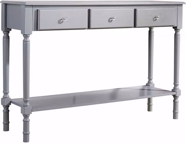 FORGEVIO Wooden 3 Drawer Hallway Console Table in Grey, W/D/H: 120 x 81 x 40 cm – 1