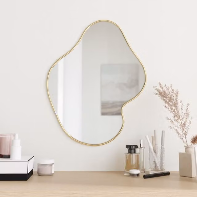 Berkfield Home Minimalist Rectangular Wall Mirror in Gold, W: 50 cm, H: 40 cm