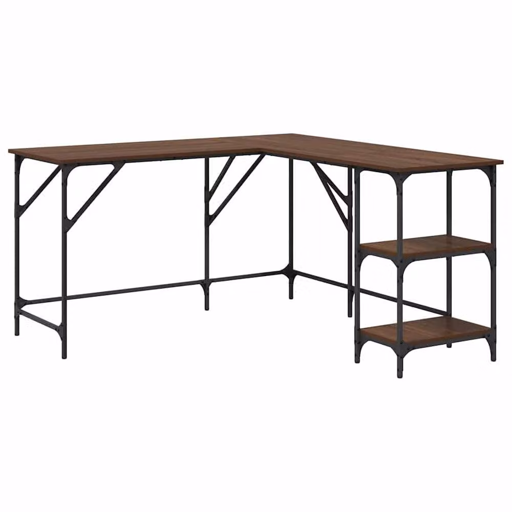 Berkfield Home Decorative Desk in Brown Oak, W/D/H: 139 x 139 x 75 cm – 2