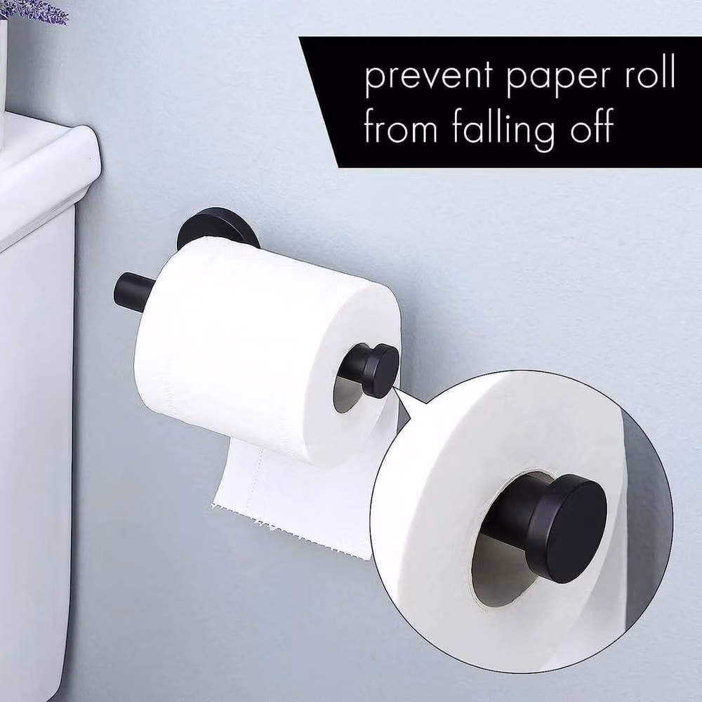 EONLION Wall Mounted Metal Toilet Roll Holder in Black – 4