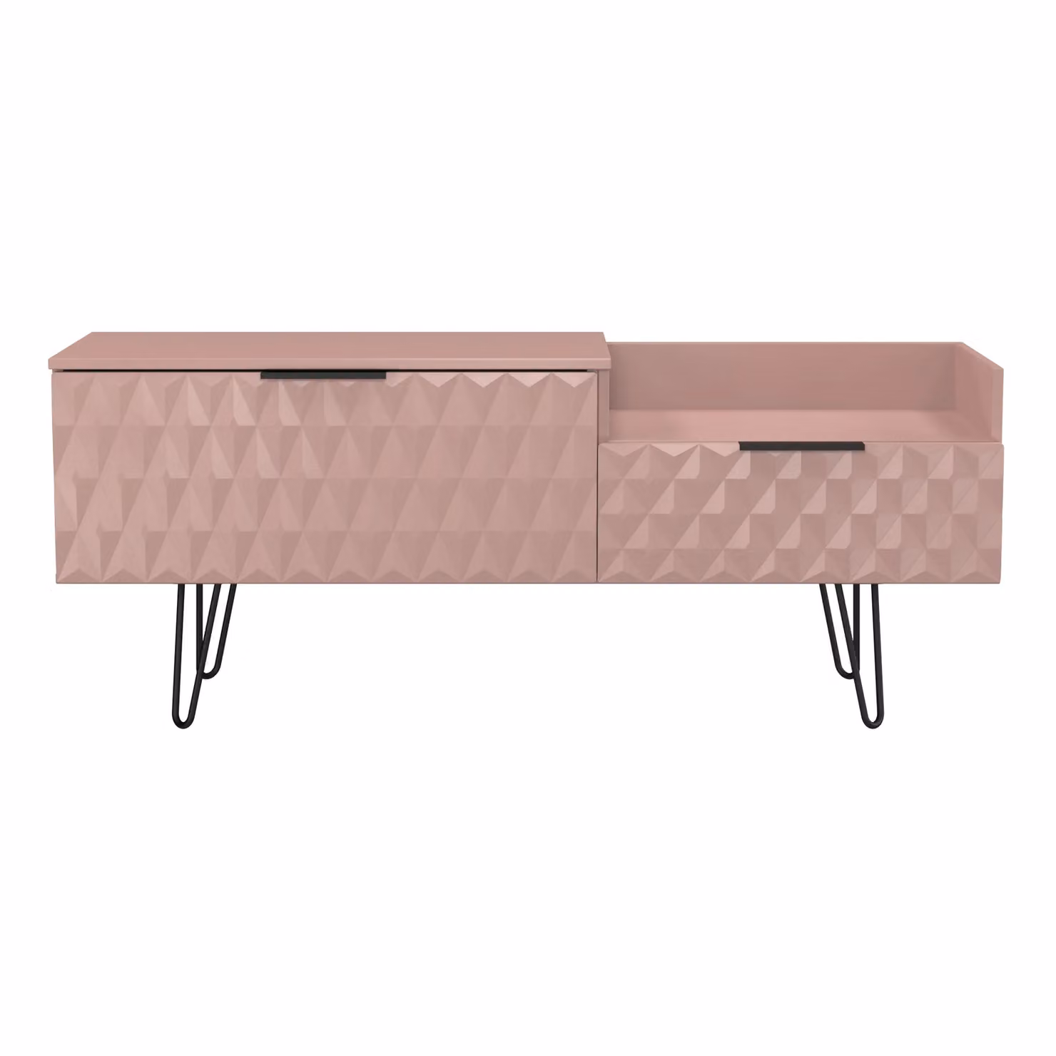 2 U Islay Ready Assembled 2 Drawer Coffee TV Unit in Dusty Pink – 2