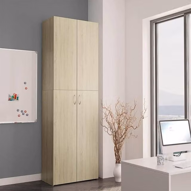 Berkfield Home Office Cabinet in Sonoma Oak, Light Brown, W/D/H: 60 x 32 x 190 cm