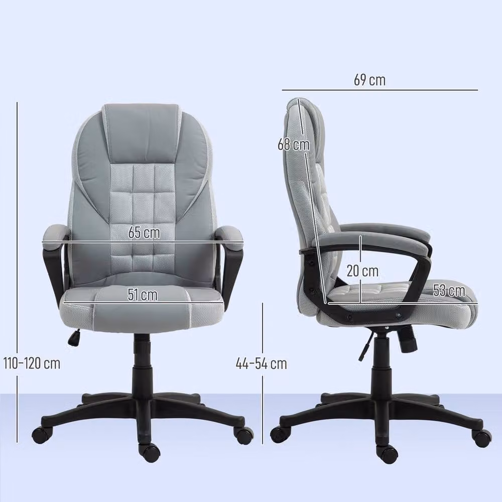 KORVIXA Grey Synthetic Leather High Back Executive Office Chair with Headrest and Armrests – 2