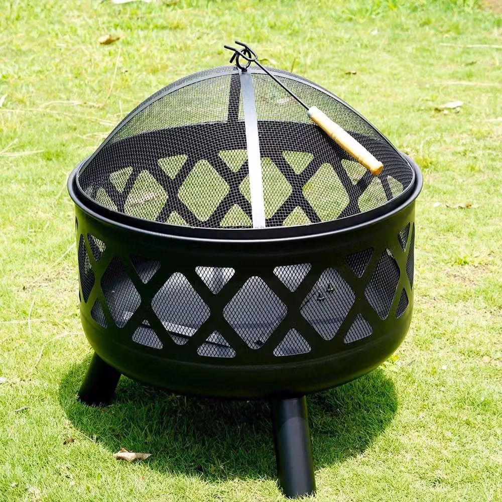 Nordara Black Steel Round Fire Pit Bowl, Diameter: 60.96 cm, Height: 58.0 cm – 4