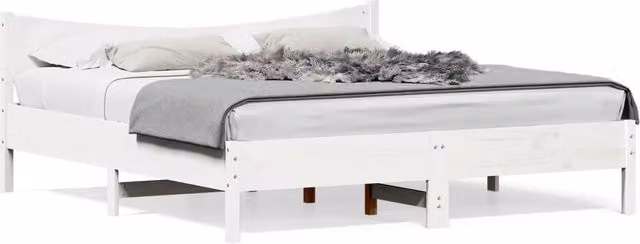 Berkfield Home Super King Solid Wood Pine Bed Frame, White, W/D/H: 180 x 200 x 74 cm