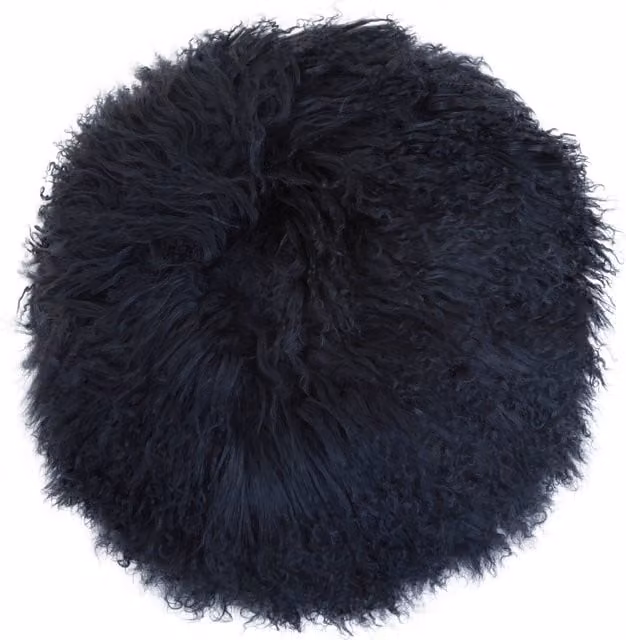 Orsina Black Round Lambskin Fur Cushion