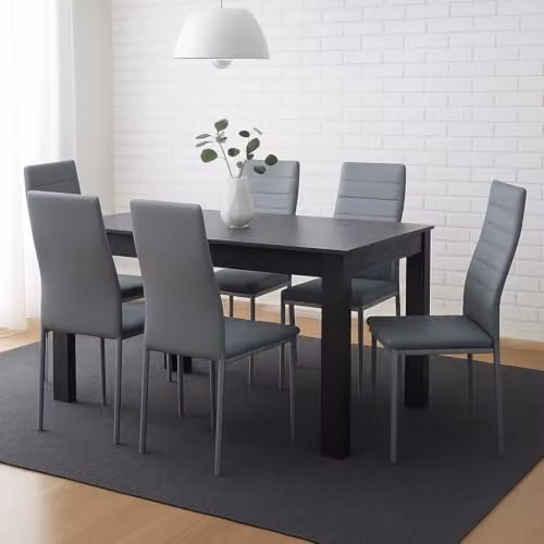 KOSY KOALA Modern Grey Wood Effect Dining Table and 6 Chairs Set, W/D/H: 117 x 77 x 75 cm – 2