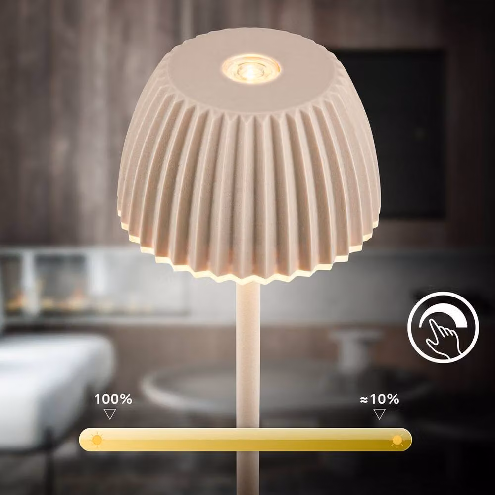 Briloner Beige Rechargeable Battery LED Table Lamp with Dimmable Warm White Light – 5