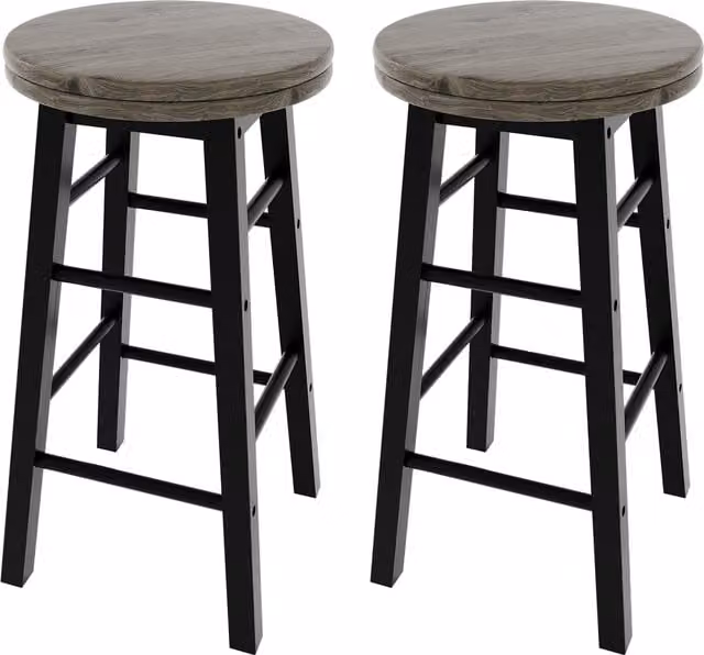Home Discount Chef Vida Set of 2 Black Wooden Revolving Bar Stools for Kitchen and Dining Rooms – 1