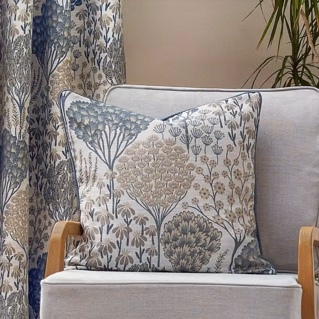 Wylder Ophelia Floral Jacquard Square Cushion in Blue, W/D/H: 50 x 50 x 50 cm – 1
