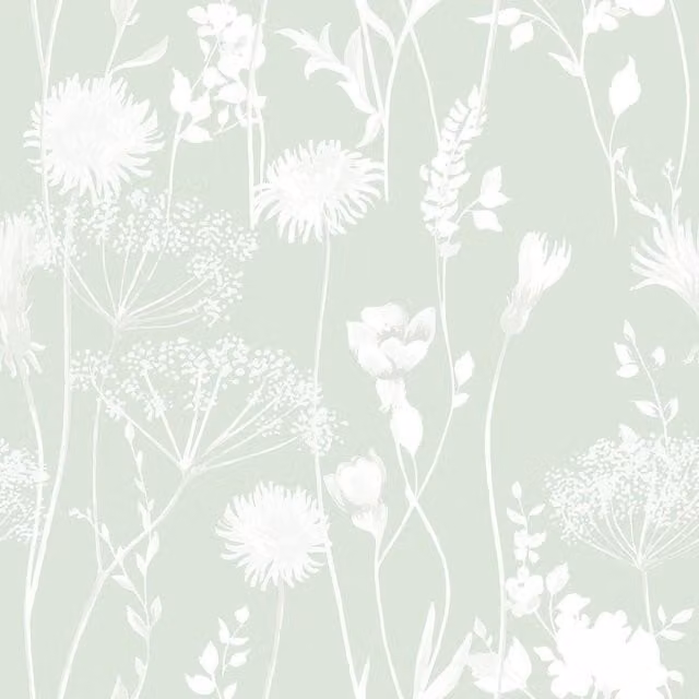 Muriva Meadowsweet Floral Botanical Wallpaper in Green – 1