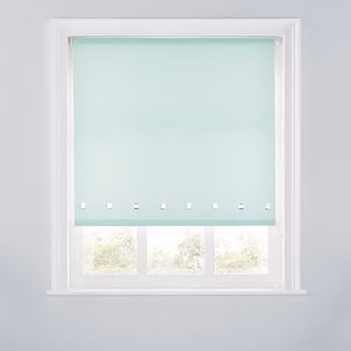 A.Unique Home Trimmable Square Eyelet Roller Blind in Duck Egg Blue, W: 60 cm, H: 170 cm