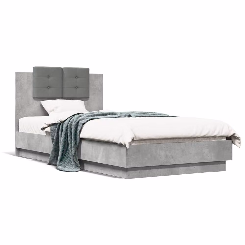 Berkfield Home Soft Upholstered Single Bed Frame in Grey, W/D/H: 90 x 190 cm – 3