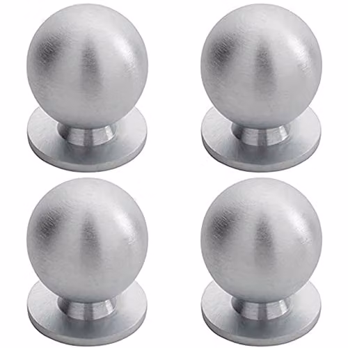 Loops 4 Pack Brushed Chrome Solid Ball Cupboard Door Knobs – 1