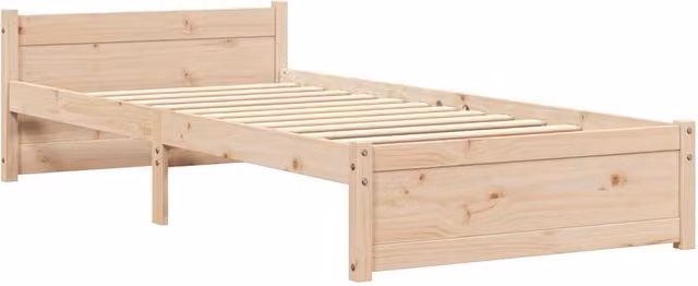 Berkfield Home Beautiful Solid Wood Pine Bed Frame with Lift Up Base, Beige, W/D/H: 75 x 190 x 80.5 cm – 1