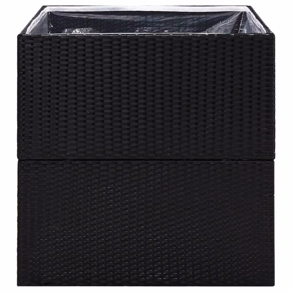 Berkfield Home Beautiful Garden Planter Tub in Black Poly Rattan, W/D/H: 80 x 80 x 80 cm – 2