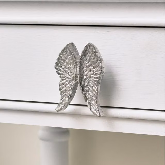 Melody Maison Silver Metallic Angel Wings Drawer Knob