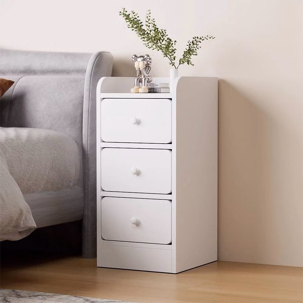 Kelvenix Small Narrow Wooden Side Table and Bedside Cabinet in White – 2
