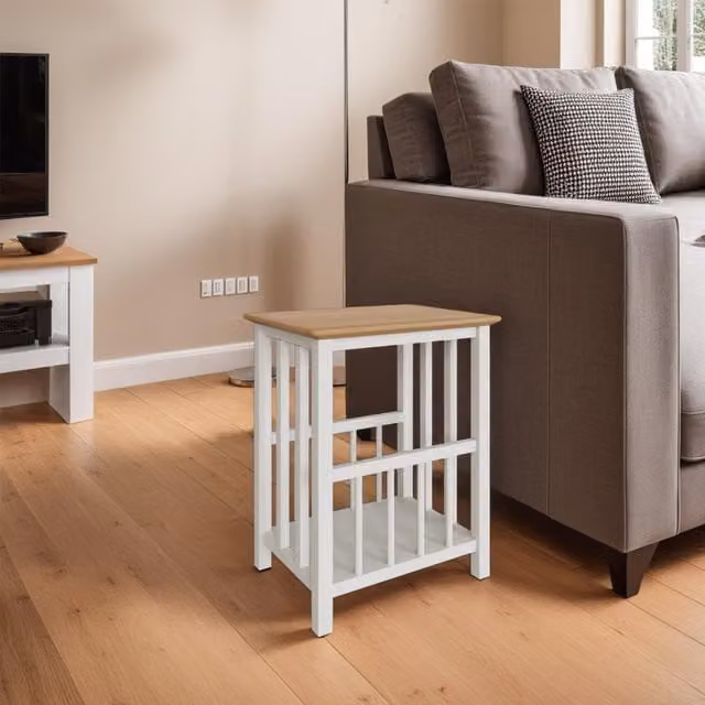 FWStyle Solid Painted Oak Magazine Table in White