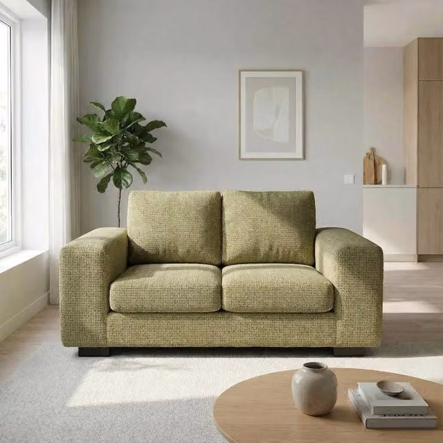 Abakus Direct Boston 2 Seater Sofa in Green with Fabric Upholstery and Solid Wood Frame