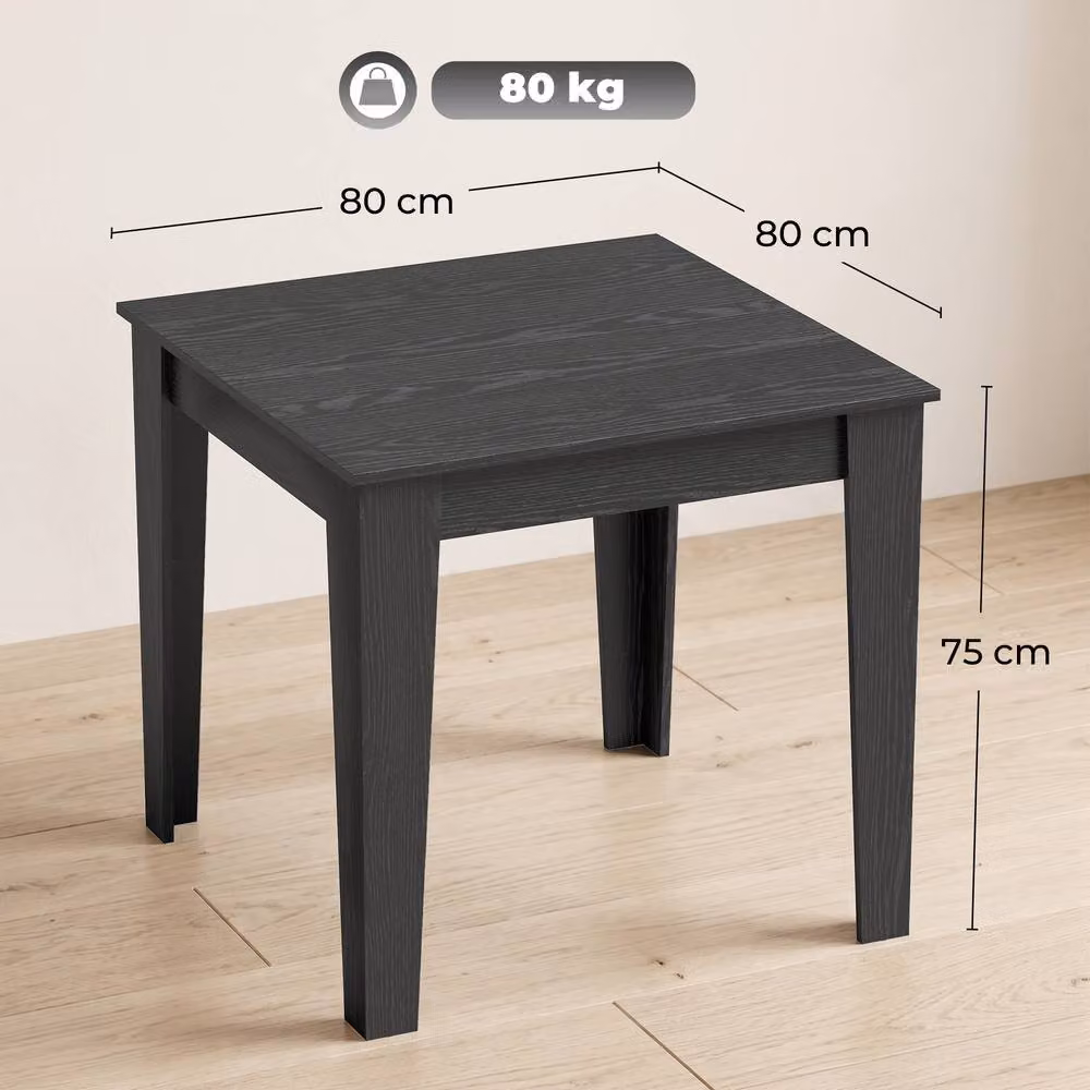 HOMCOM Modern Square Dining Table for 4, Black Wood Effect, W/D/H: 80 x 80 x 75 cm – 3