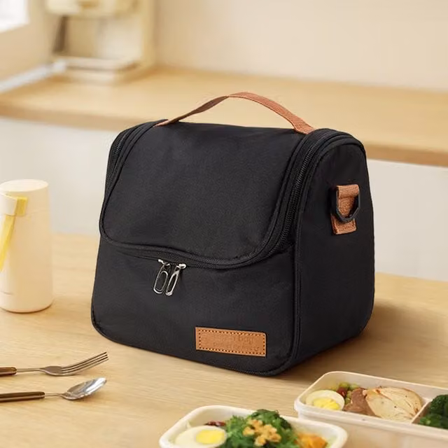 Lifeideas Insulated Fabric Portable Lunch Bag with U-Shaped Zip, Black