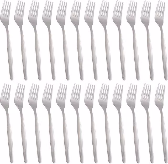 Argon Tableware Silver Stainless Steel Dinner Forks, 24 Pack