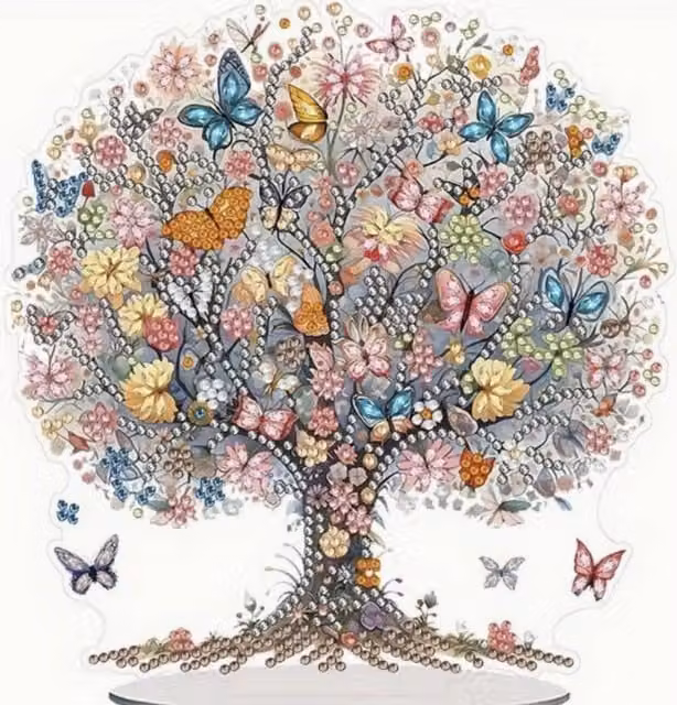 Syntego Floral Butterfly Tree Diamond Painting Art Kit, Multicolour