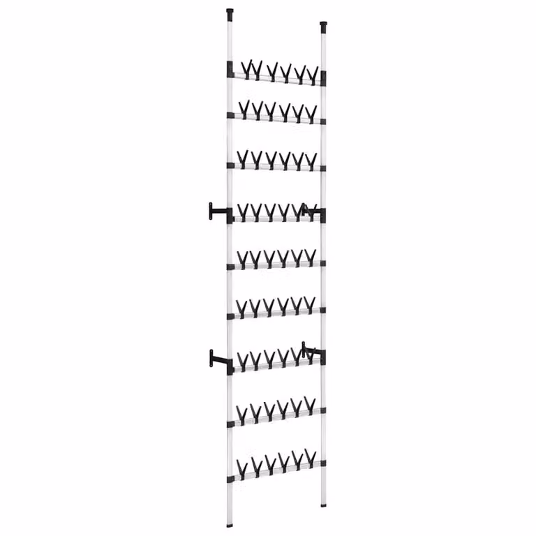 Berkfield Home Telescopic Silver Aluminium Shoe Rack with Hanging Rods