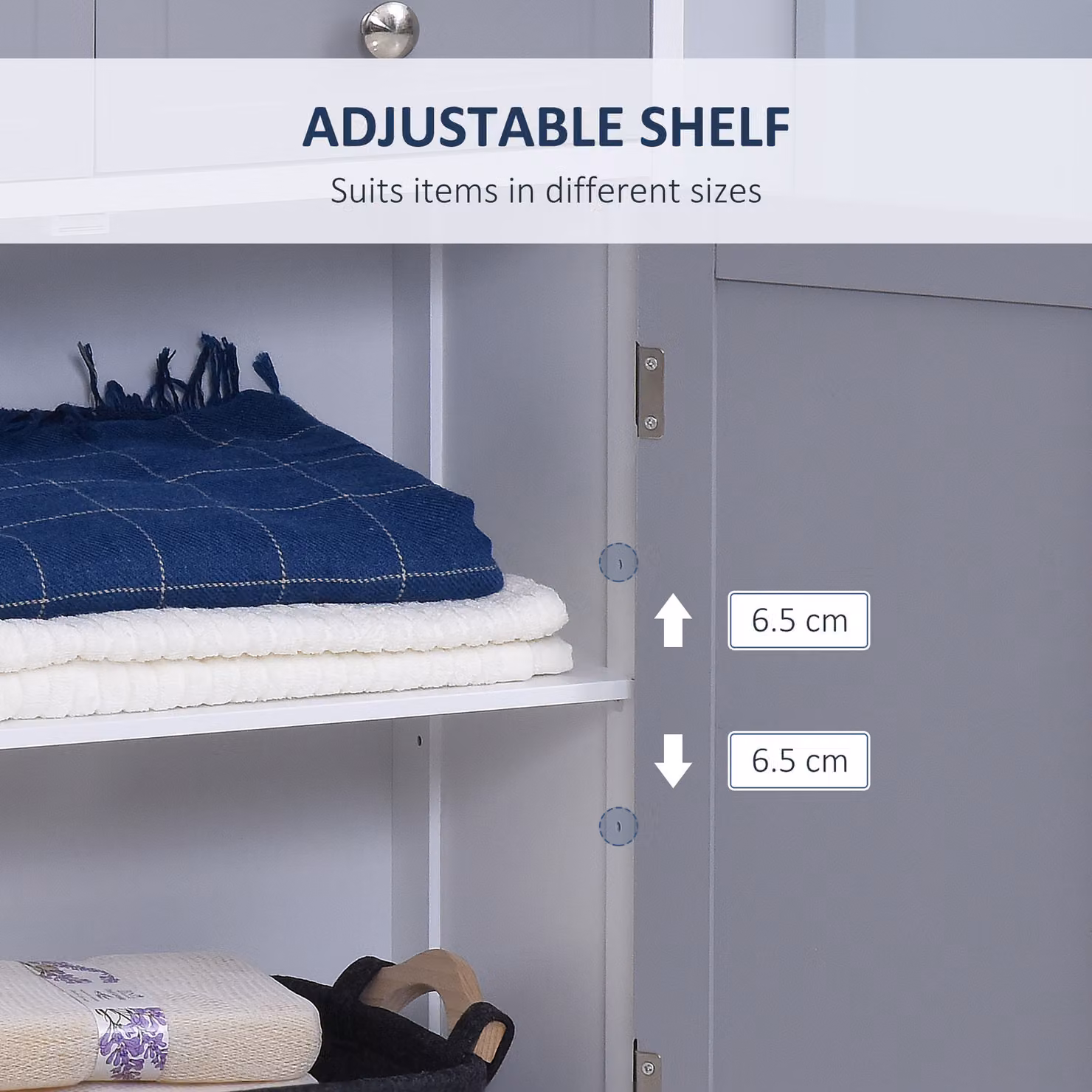 Kleankin Freestanding Bathroom Cabinet with 2 Drawers and Adjustable Shelf in Grey and White, W: 60 cm, D: 60 cm, H: 75 cm – 2