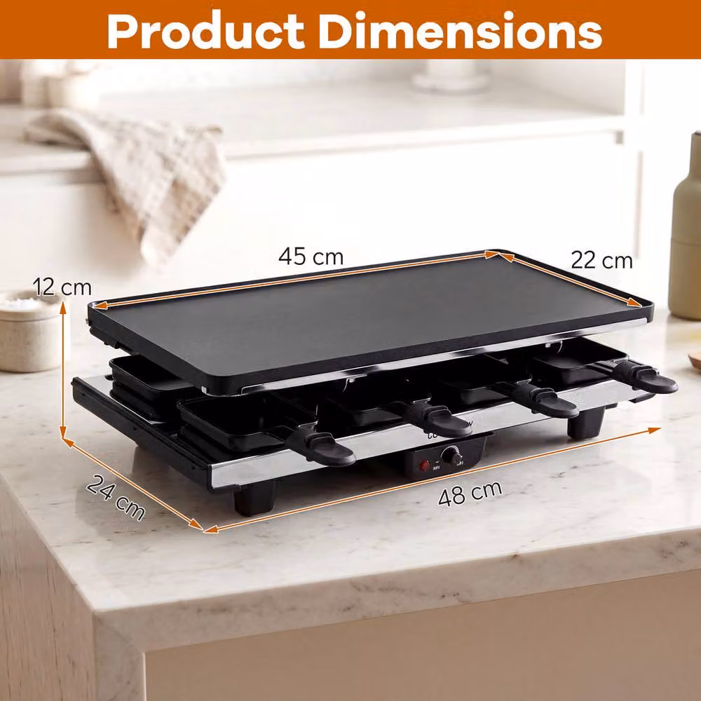 Costway 2-in-1 Raclette Table Grill and Griddle with Reversible Nonstick Aluminium Plates in Black – 2