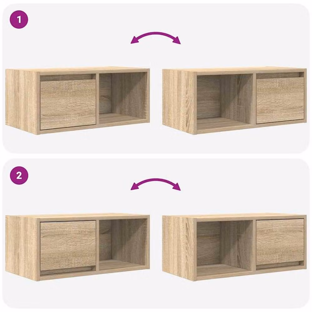 Berkfield Home Set of 2 Sonoma Oak TV Cabinets in Light Brown, W/D/H: 60 x 31 x 25.5 cm – 3