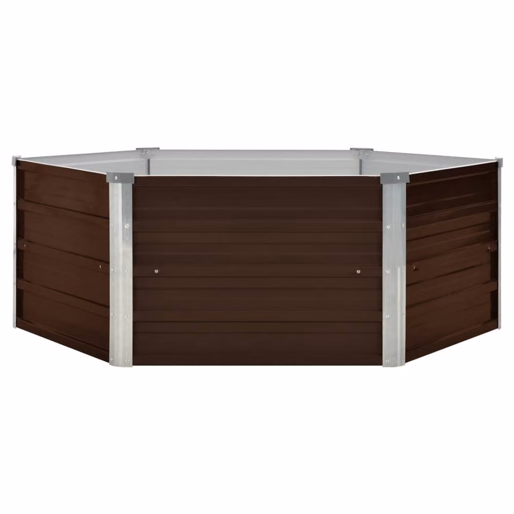 Berkfield Home Raised Garden Bed in Brown Galvanised Steel, W/D/H: 129 x 129 x 46 cm – 3