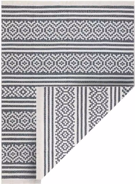 RugsX Twin Geometric Reversible Cotton Flat Weave Rug in Multicolour, W: 90 cm, D: 60 cm