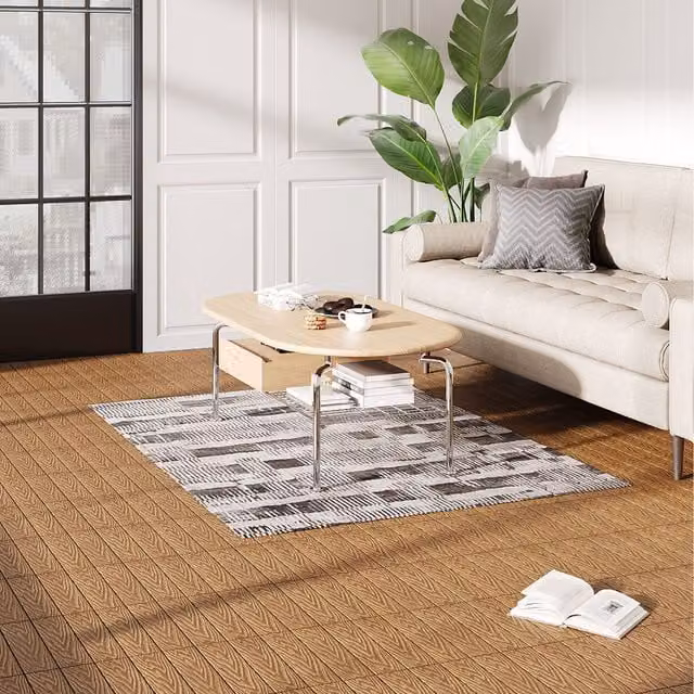 Lifeideas Set of 11 Brown Wood Grain Click System Plastic Flooring