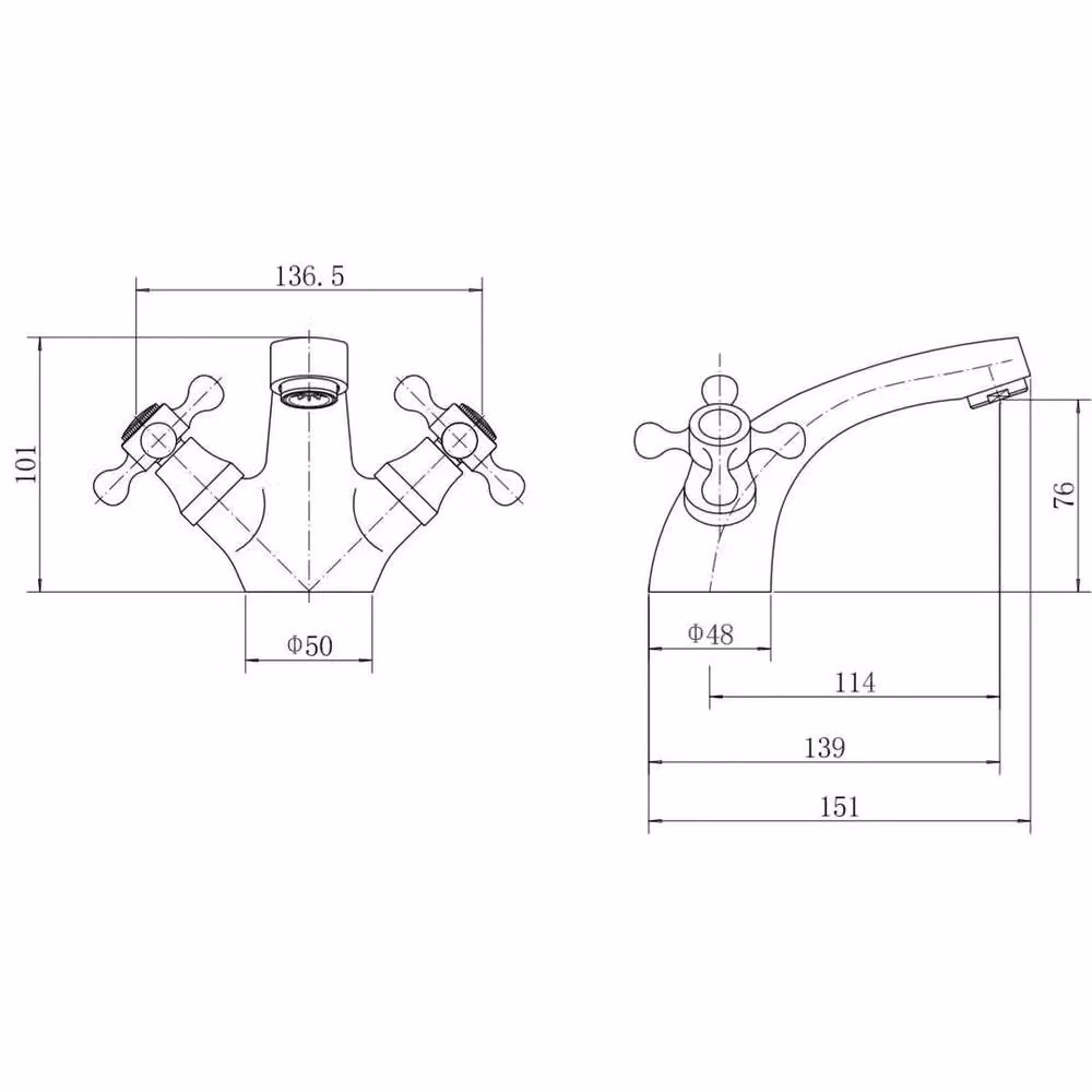 KORVIXA Matt Black Two Handle Bathroom Bath Shower Mixer and Basin Tap Set – 2