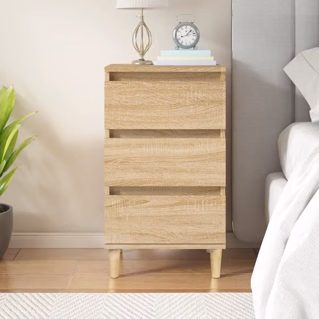 Berkfield Home Sonoma Oak Bedside Cabinet in Brown, W/D/H: 40 x 35 x 70 cm