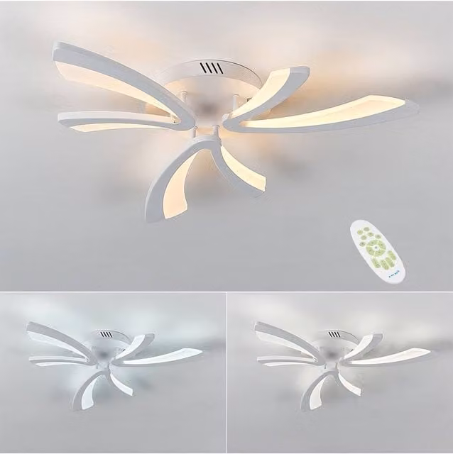Livingandhome Modern V-Shape LED Semi-Flush Mount Ceiling Light in White