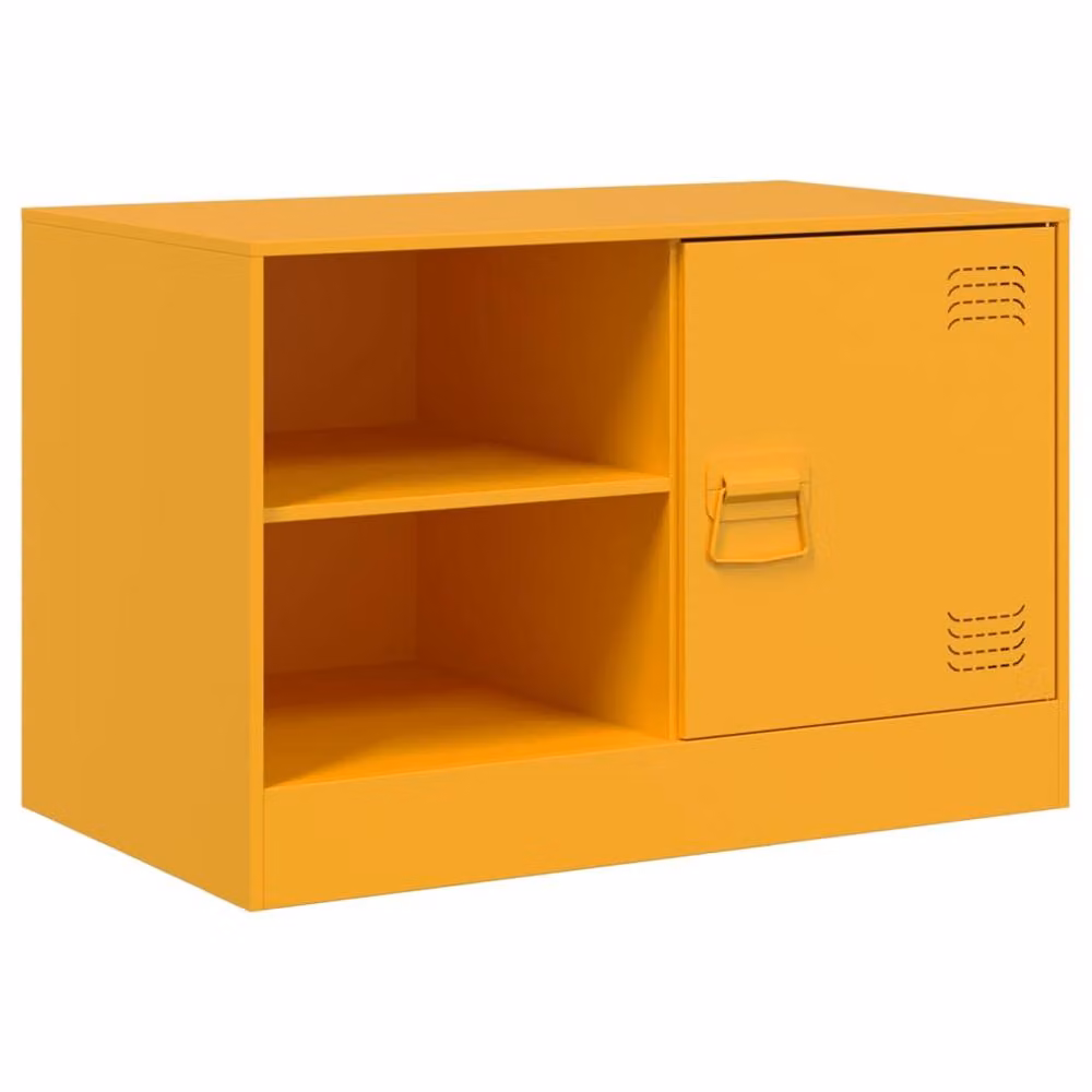 Berkfield Home Set of 2 Mustard Yellow Metal TV Cabinets, W/D/H: 67 x 39 x 44 cm – 4
