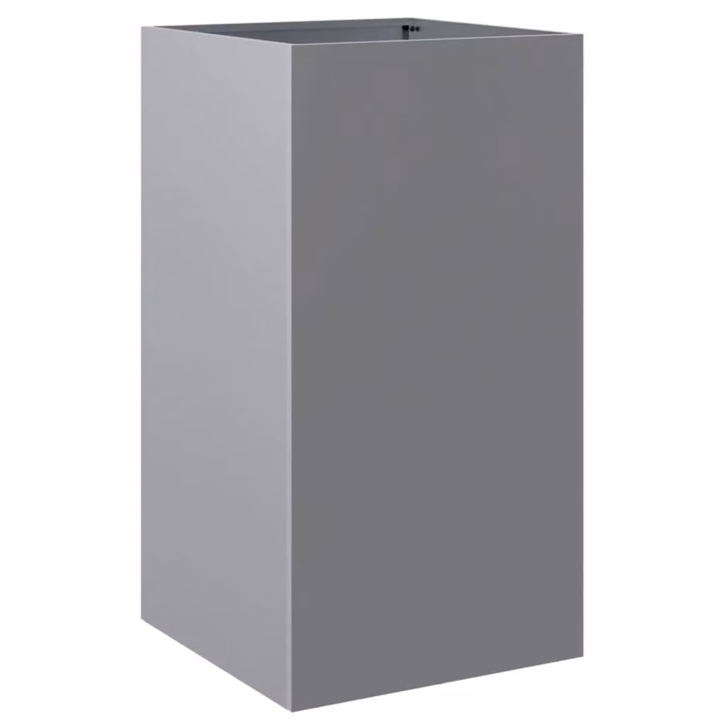 Berkfield Home Silver Galvanised Steel Planter Tub W: 42 cm, D: 38 cm, H: 75 cm – 2