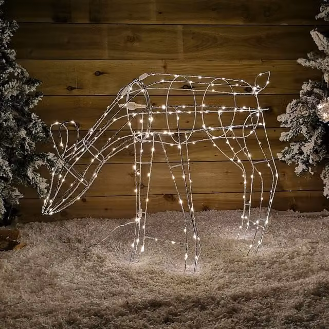 Samuel Alexander Beige Outdoor Twinkling LED Grazing Reindeer Christmas Decoration in Warm White, Height: 63 cm – 1