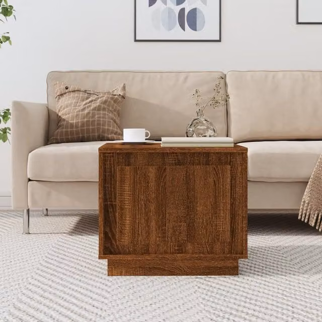Berkfield Home Brown Oak Coffee Table, W/D/H: 51 x 50 x 44 cm