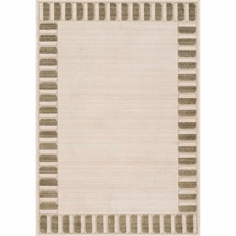 Livabliss Fifth Avenue Deco Border Rug in Grey and Beige, W/D/H: 200 x 275 cm