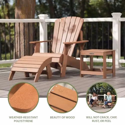 LIFETIME Brown UV-Resistant Weatherproof Adirondack Garden Chair – 4