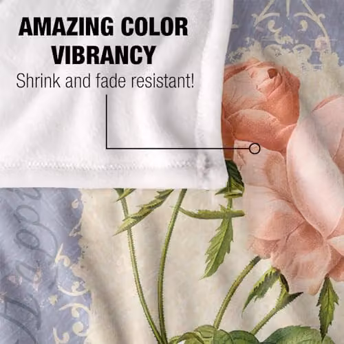 JQ Licensing Love Happiness Joy Floral Super Soft Fleece Throw Blanket, White, W/D/H: 152 x 127 cm – 2