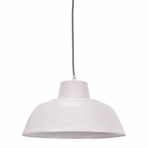 ValueLights Mid-Century White Metal Dome Hanging Pendant Ceiling Light with LED Bulb