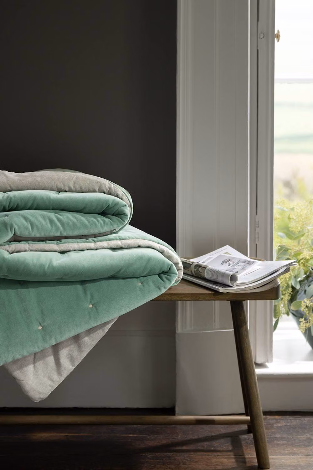 Christy Jaipur Luxury Quilted Cotton Throw in Green, W: 140 cm, L: 200 cm – 2